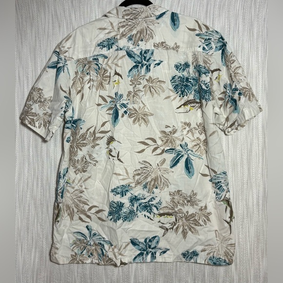 Columbia Men's Tropical Print Shirt - Cream, Teal, Tan - Picture 3 of 3